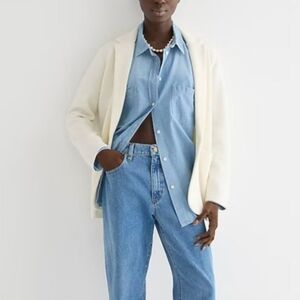 J.Crew Ivory Cotton Blazer One Button Classic Jacket NWT Size XL